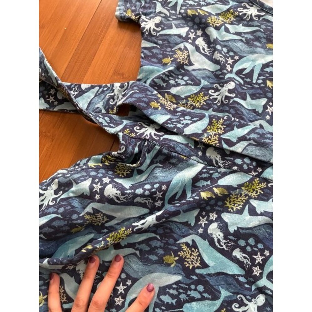 Svaha Twirl Tie Midi Short Sleeve Dress Blue Sea Creatures Marine Medium - Picture 4 of 6
